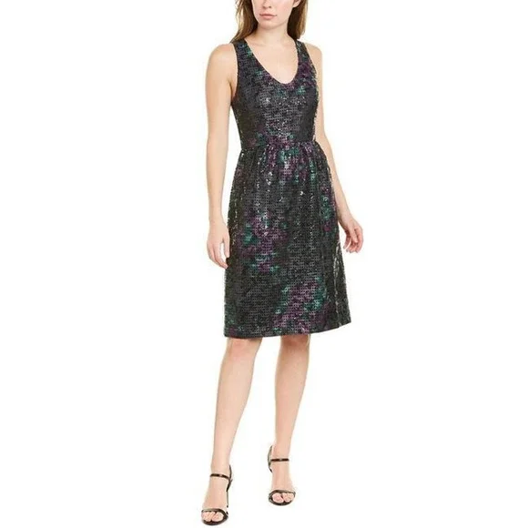 trina turk black sequin dress Trina Turk Silk & Metallic dress | Handcrafted Upcycled
